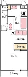 ハイネ ワンルームの間取図画像