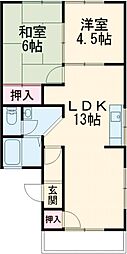 メゾンドソレーユ 2LDKの間取図画像