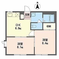フォーブル千恵 2DKの間取図画像