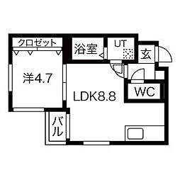 ル・ファール麻生 1LDKの間取図画像