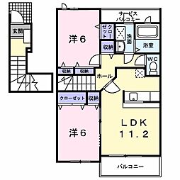 コートデイジーB 2LDKの間取図画像