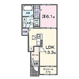 カーサ フェリーチェ 1LDKの間取図画像