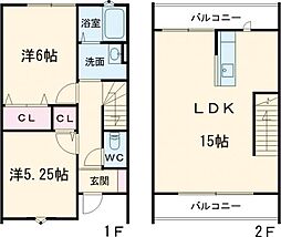 RECT西鶴崎 2LDKの間取図画像