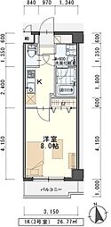 ボヌール・旭 1Kの間取図画像