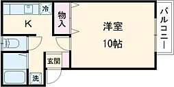 トリコロールハウス 1Kの間取図画像