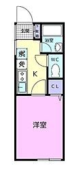 TJ杭ノ瀬II 1Kの間取図画像