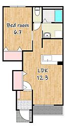 フロンティア慈眼寺 1LDKの間取図画像