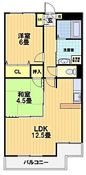カルム常盤 2LDKの間取図画像
