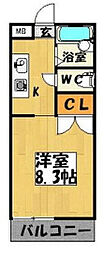 カーサ・ビアンカ 1Kの間取図画像