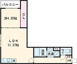仮称)北九州市八幡西区大浦2丁目 A棟 1LDKの間取図画像
