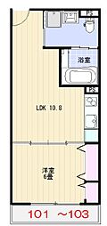 日野宿山屋敷住宅・南七番館 1LDKの間取図画像