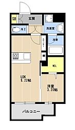 LIBTH博多住吉PREMIER 1LDKの間取図画像