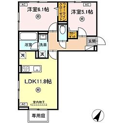 Dーresena丸山S 2LDKの間取図画像