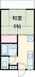 リルームス城東B 1Kの間取図画像