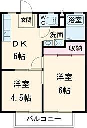 サンライフ白川B 2DKの間取図画像