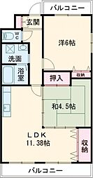ドリームネオポリス野崎1 2LDKの間取図画像