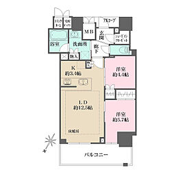 ジオタワー大阪十三 2LDKの間取図画像