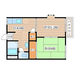グリーンヒルズA 2DKの間取図画像