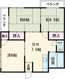 パークサイド上屋敷 3DKの間取図画像