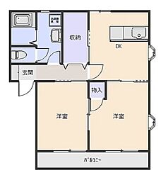 パールテールエム 2DKの間取図画像
