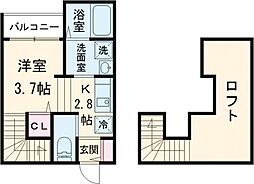 MODERNPALAZZO須屋Balm 1Kの間取図画像