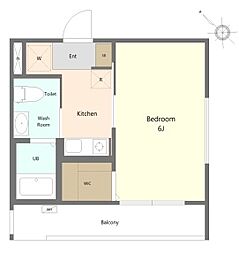 SHOKEN Villa横浜尻手 1Kの間取図画像
