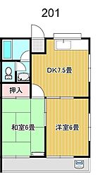 コーポ広邦 2DKの間取図画像