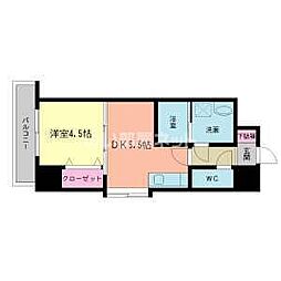 コートハウス中島通り 1DKの間取図画像