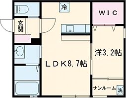 メモワール坂井東 1LDKの間取図画像