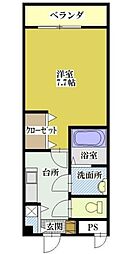 ラビットハウス西春日 1Kの間取図画像