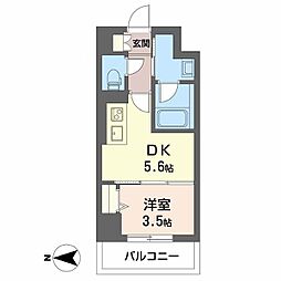 セルン新町 1DKの間取図画像