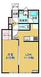 ハピネス ドミールB 1LDKの間取図画像