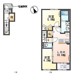 ソレイユ・ブラン 2LDKの間取図画像