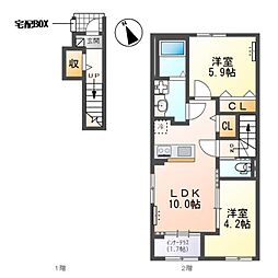 ソレイユ・ブラン 2LDKの間取図画像