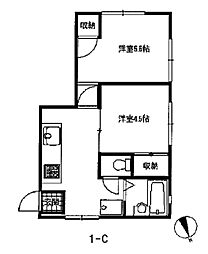 ベルージュK-3 2Kの間取図画像