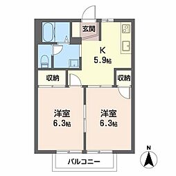 プラセオ一色A 1LDKの間取図画像
