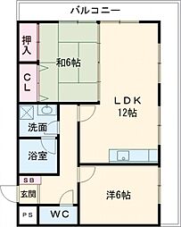 ウイング本町 2LDKの間取図画像