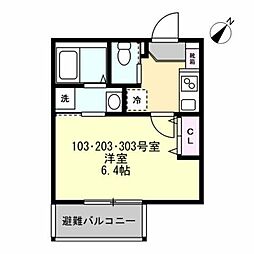 相模原市南区相南4丁目アパート 1Kの間取図画像