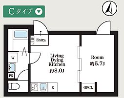 プライムスクエア池上 1LDKの間取図画像