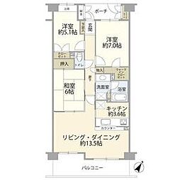 清瀬パークハウス 3LDKの間取図画像