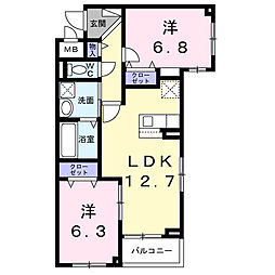 別所中の町アパート(028123701) 2LDKの間取図画像