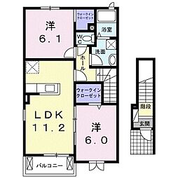 リバーサイド唐津東A 2LDKの間取図画像