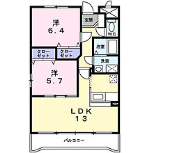 グランシエル 2LDKの間取図画像
