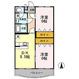 エスペランサ1 2DKの間取図画像