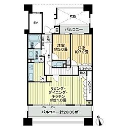 センチュリーステイツ高岳 2LDKの間取図画像