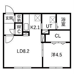 仮)恵庭福住町3MS 1LDKの間取図画像