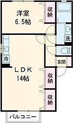 メゾン雅 1LDKの間取図画像