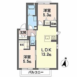 シャーメゾン西久万C 2LDKの間取図画像