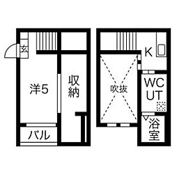 リデンテ辰巳 1Kの間取図画像