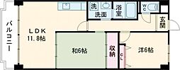 サンハイツ上町 2LDKの間取図画像